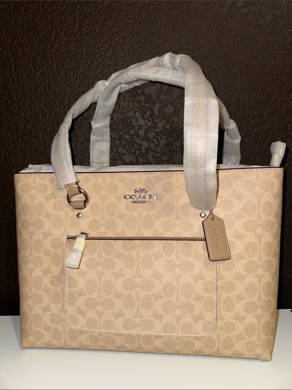 Coach Beige Signature Canvas Tote
